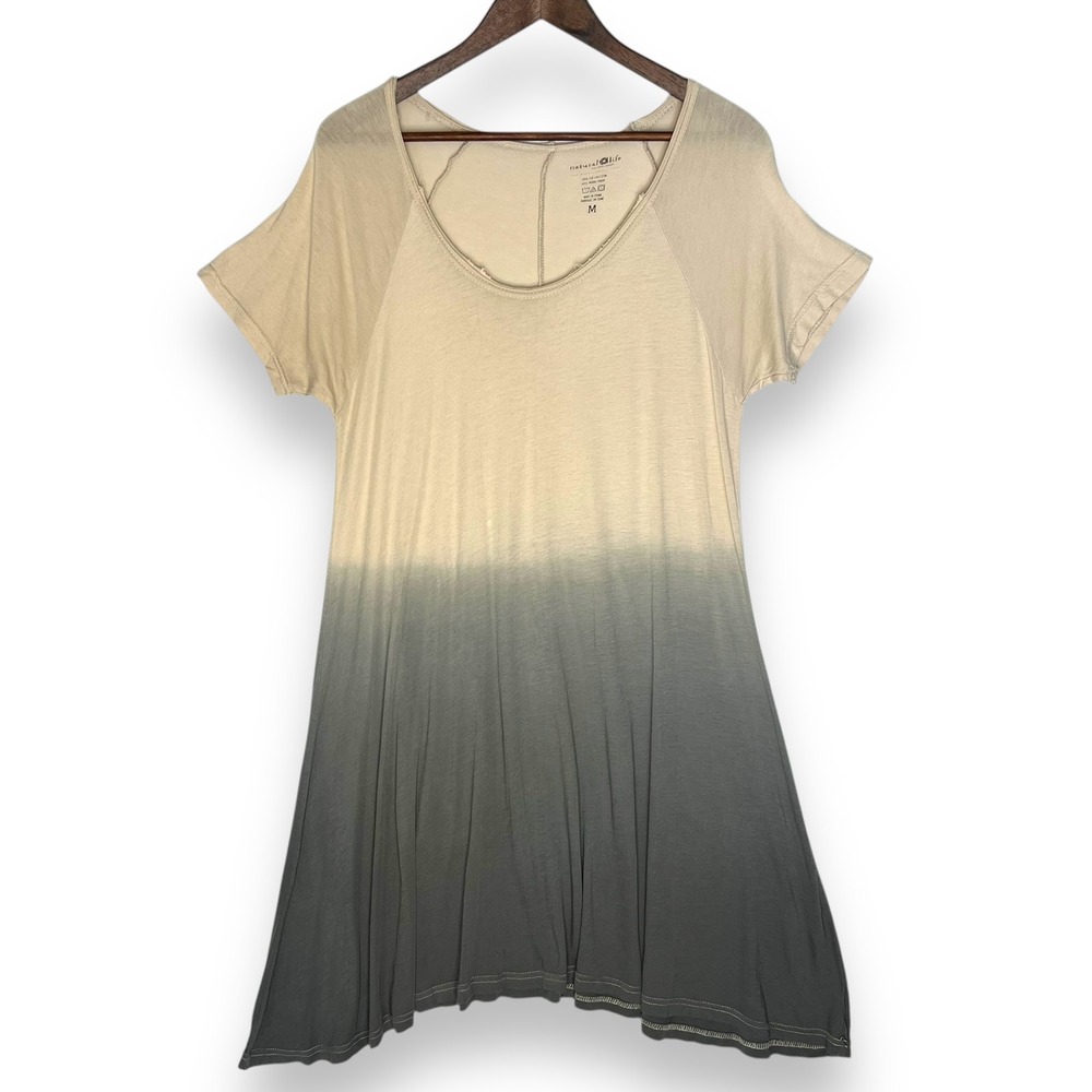 Natural Life Ombre‎ Tunic Top Short Sleeve T-Shirt Mini Dress Cotton Modal M